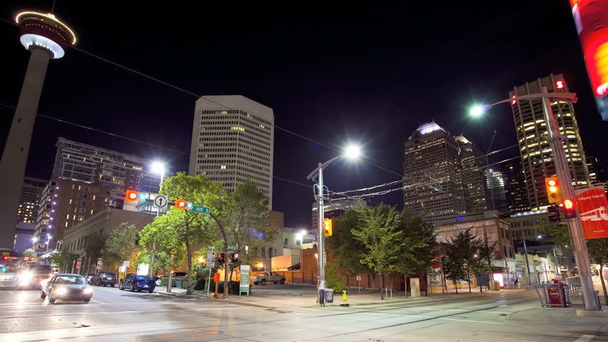Street scene, downtown Calgary, Canada, time lapse