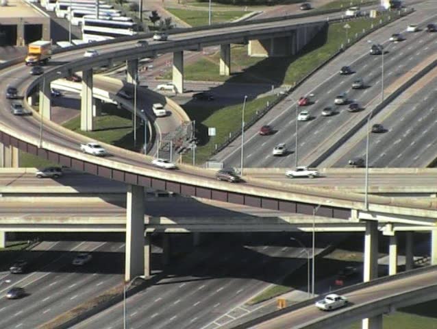 elevated view of freeway intersection