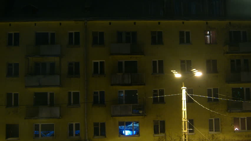 Night windows in a condominium time lapse