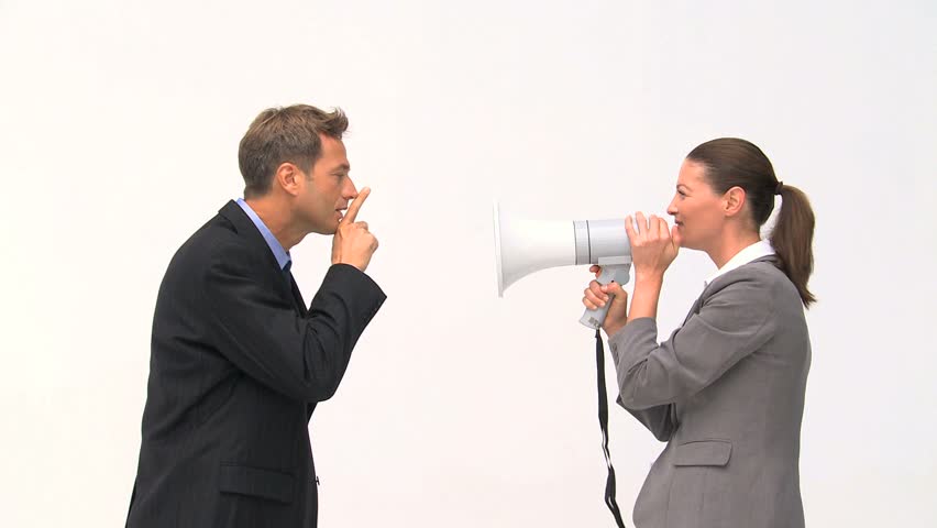 Businesswoman screaming at her coworker