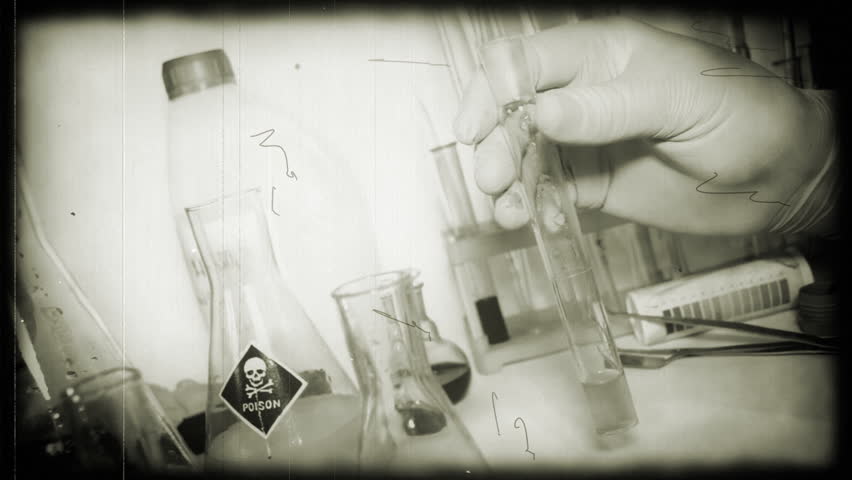 Retro style scientist conducts strange experiments