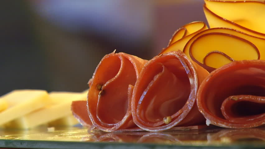salami and cheese on a platter 