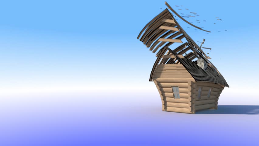 Transforming house with growing grass and flowers