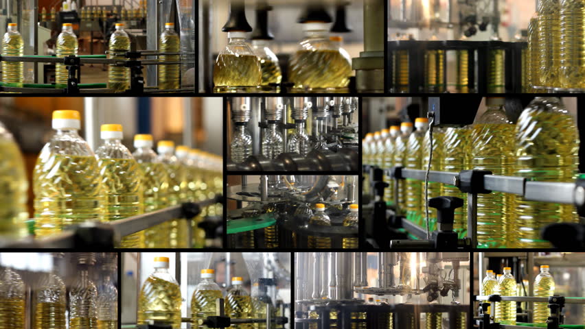 Sunflower oil factory collage