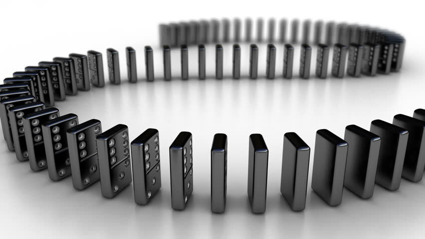 Falling dominos - question mark concept