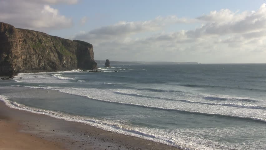 Wild stormy ocean at Arrifana in Portugal