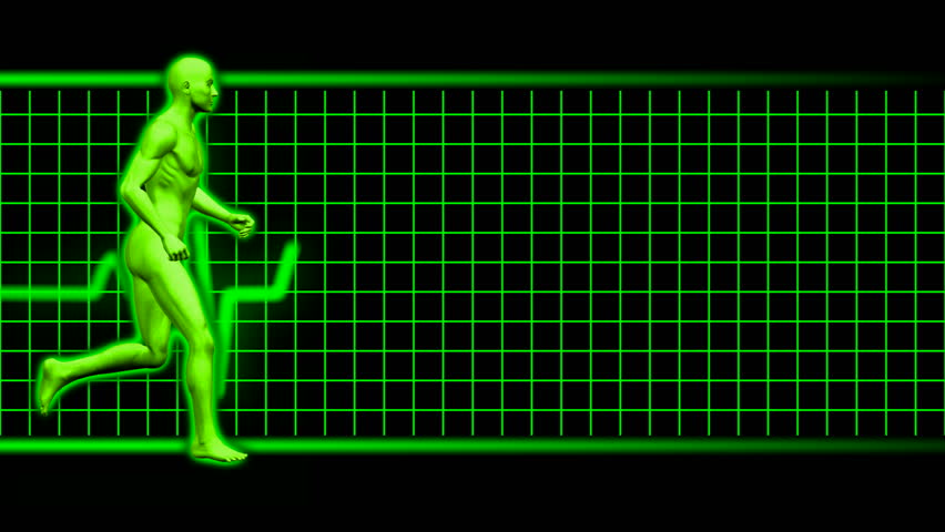 man running with ekg green hd seamless loopable