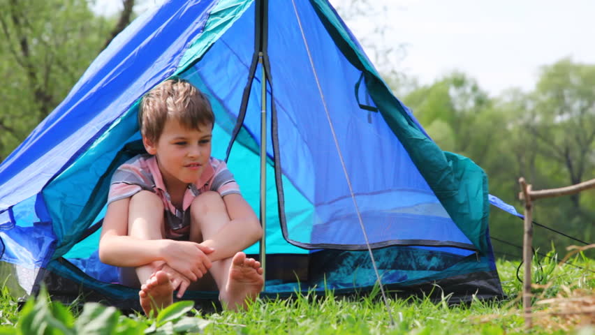 Camping Children Near Tent In Forest Stock Footage Video 1468126