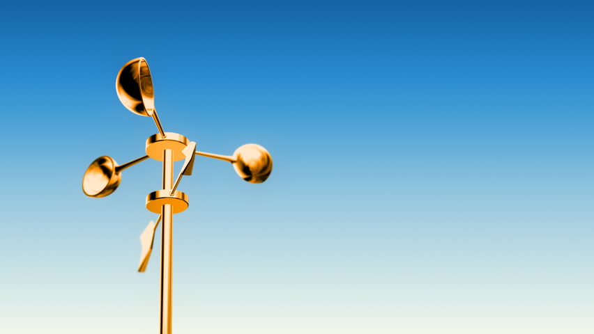 Anemometer Gold (Loop with Luma Matte). Wind Meter spinning in loop. With luma matte you can change colors or replace background. 