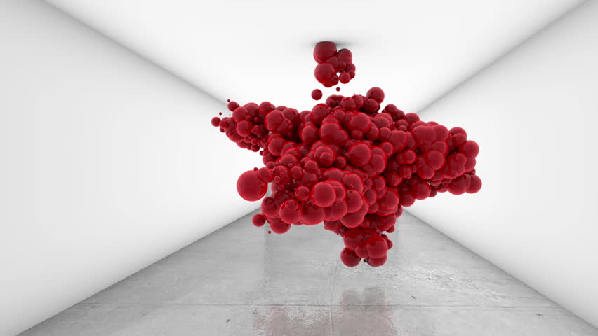 3d animation red balls in white gallery room HD 1080p 30fps