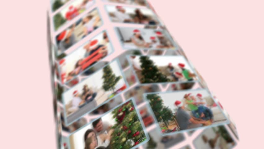 Montage of families at home on Christmas day