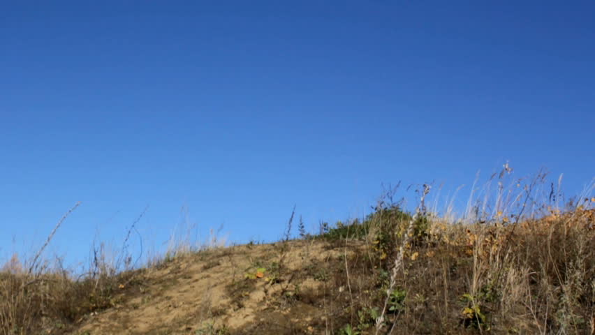 Rider on a bicycle jumps and goes down the hill passing the viewer in slow motion.