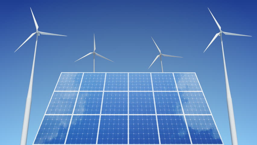 Solar Panels and Wind Turbines.