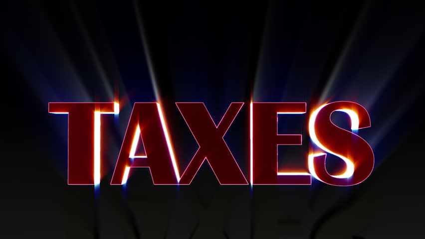 EUR coins falling and being hit by shiny word Taxes
