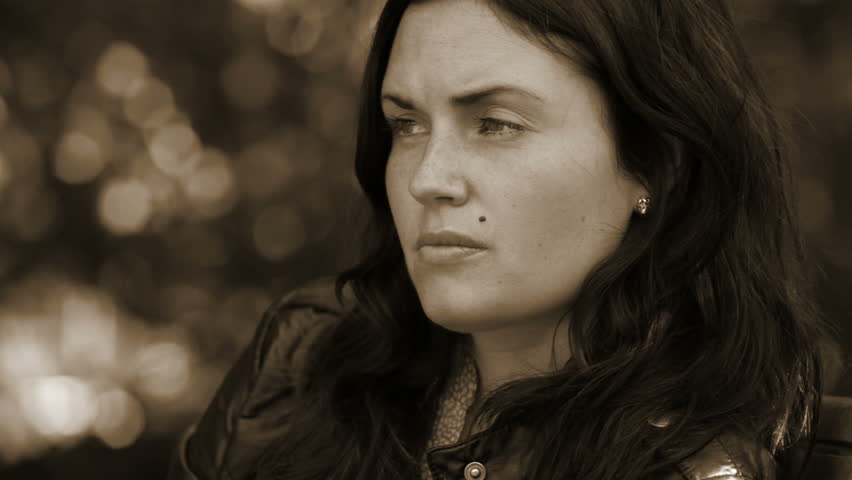 Sad and thoughtful female