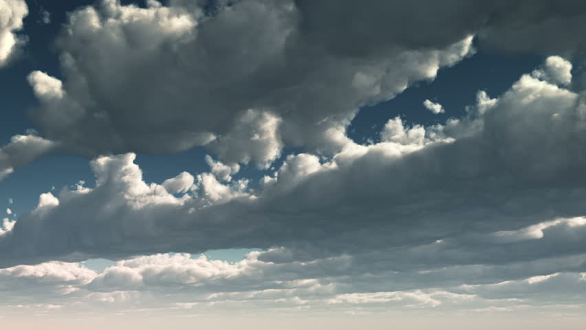 Clouds Moving Forward under blue sky. Time-lapse. Seamless loop.