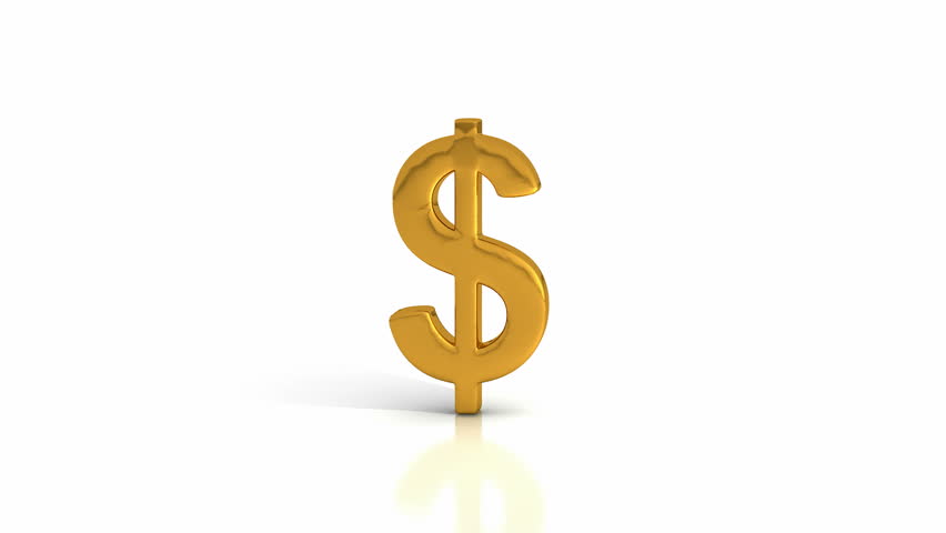 Golden color dollar symbol collapse in small fragments.