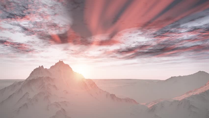 (1258P) Majestic Remote Wilderness Snow Mountains Sunrise Landscape