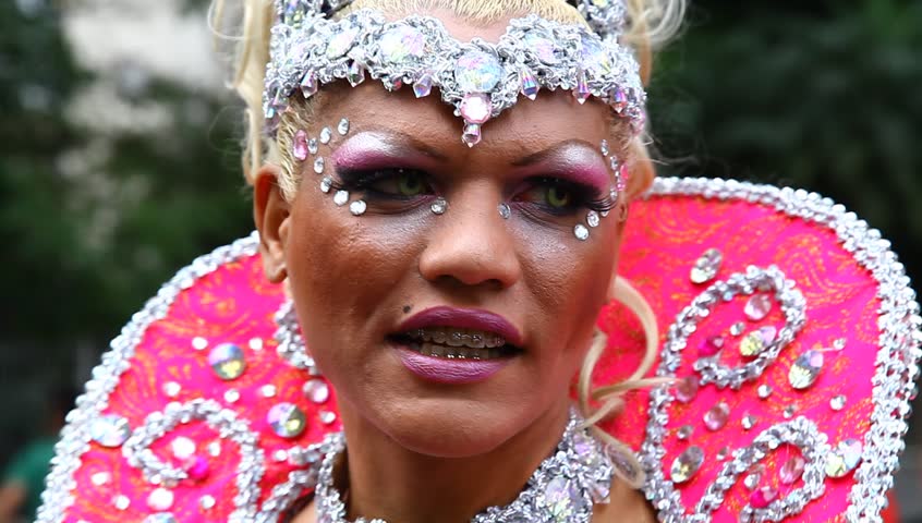SAO PAULO BRAZIL - JUNE 26: Participant in costume at the Sao Paulo Brazil 15th Annual Gay Pride parade June 26 2011. 