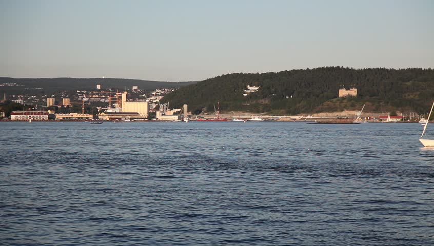 Sailing in fjord Full HD