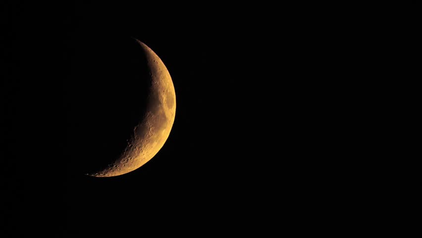 Golden Crescent Moon In Night Sky Stock Footage Video 2520155