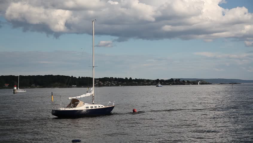 Sail boat tied at makefast Full HD