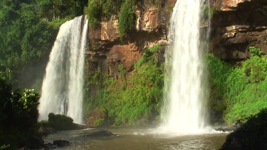 HD 1080i: Part of the Iguazu falls called - Dos Hermanas - two sisters. Tripod.