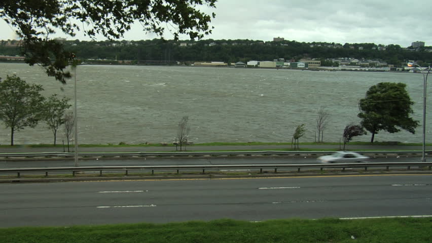 West Side Highway and Hudson River, weekend of Hurricane Irene
