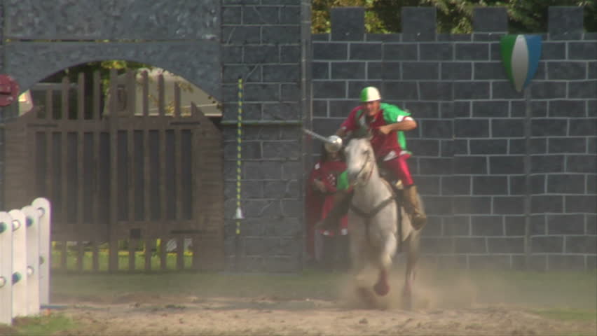 COMO, ITALY - CIRCA SEPT 2011:  Palio del Baradello re-enacts Barbarossa's visit to his allies in Como after defeating Milan in the 1159 battle, circa Sept 2011, Como, Italy. Period dances, games and shows create a medieval atmosphere at this annual event