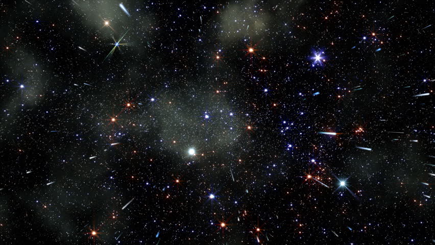Travelling through star fields deep in space.