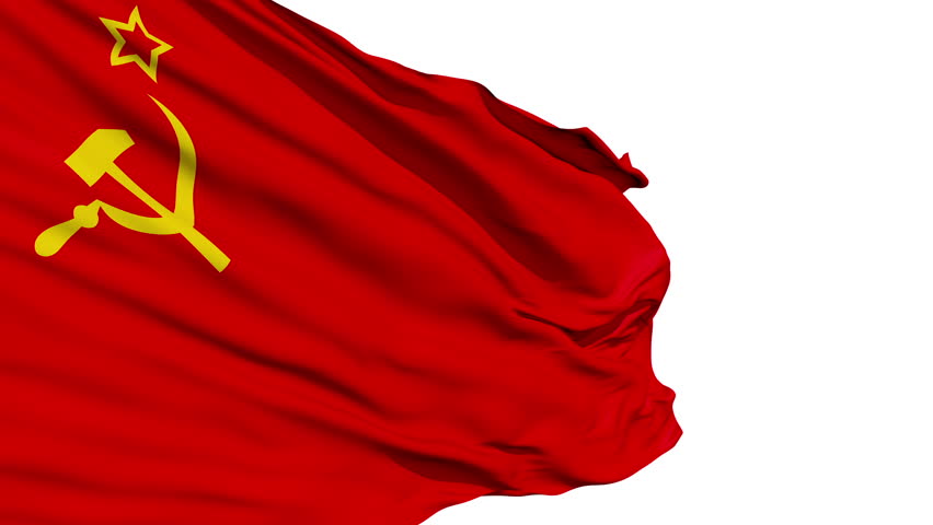Seamless looping 3D rendering USSR(Union of Soviet Socialist Republics) flag closeup waving in the wind - seamless loop, 10 seconds long. (Alpha channel is included)