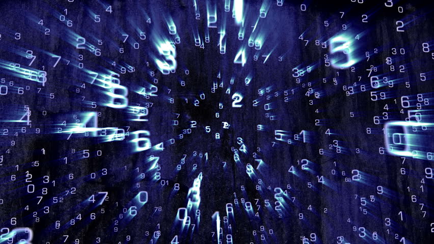 3D Mathematics very spectacular colorful animation.Numbers flying in 3D space and arranging in a precise form.
