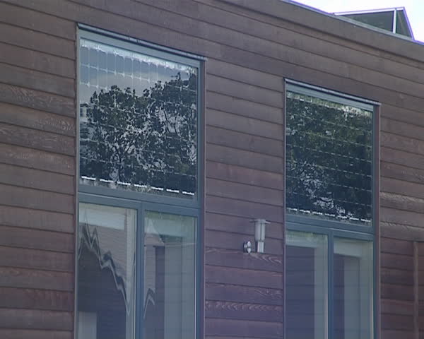 Green energy. Closeup of solar collectors used in residential homes. 