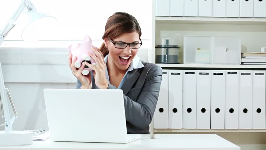 Sexy lady with piggybank