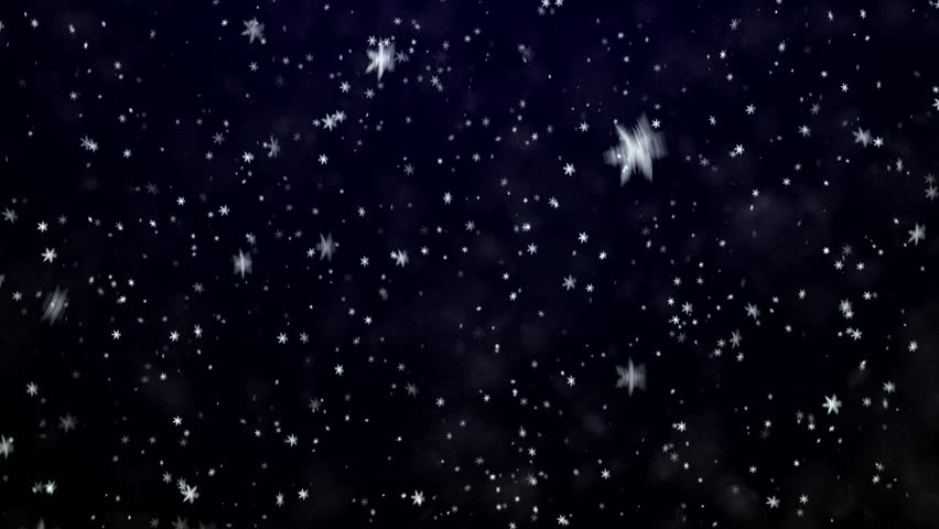 Snowfall on darkly dark blue background. Snowflakes. 