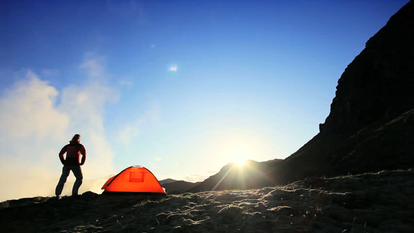 Lone Female at Daybreak on Climbing Expedition