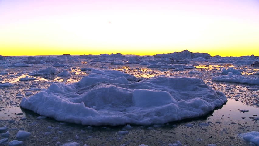 Sunset  over Icebergs & Ice Floes
