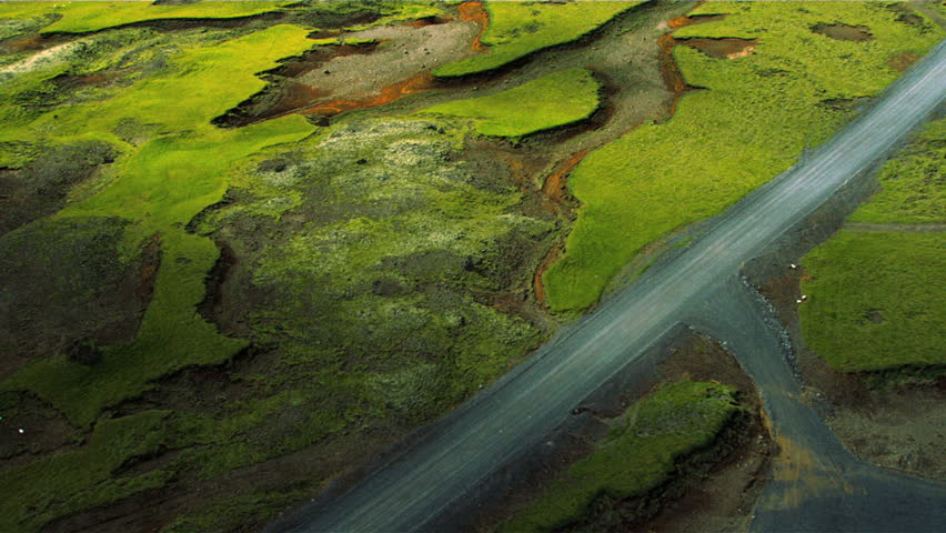 Aerial View of Dried River Beds & Mineral Deposits, Iceland