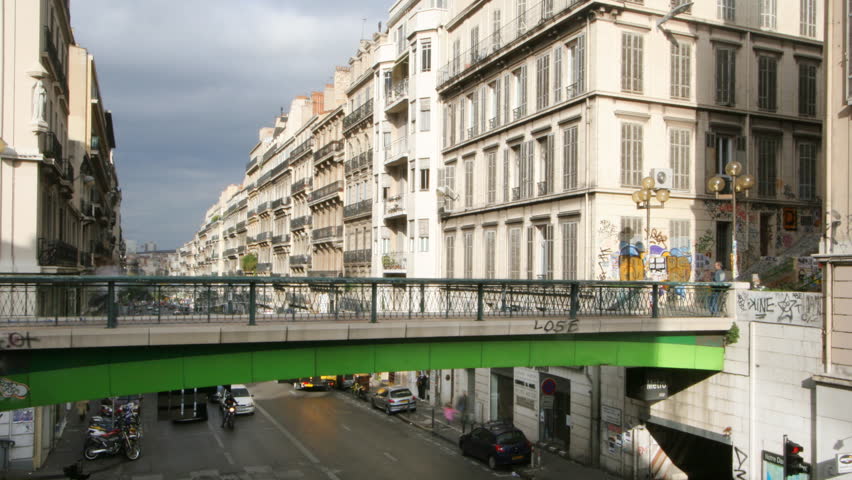 footbridge and road in marseilles, france