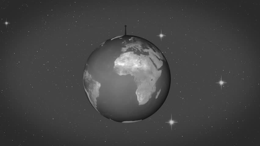 vintage looking earth with radio waves, loop able