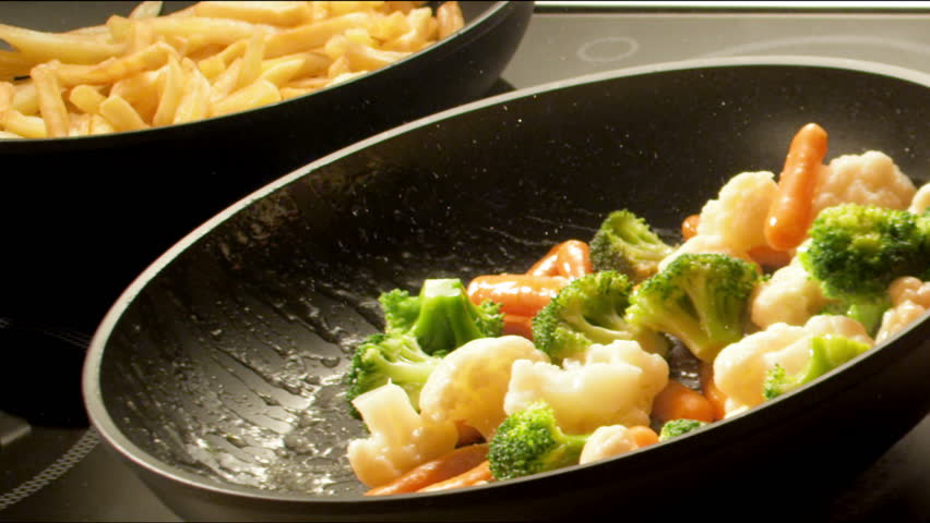 Frying vegetables