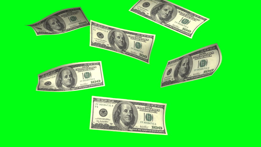 falling dollars on green