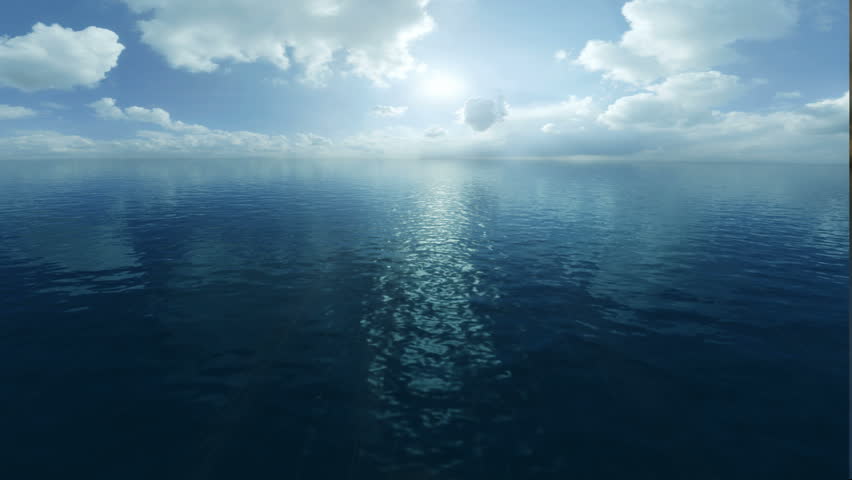 Flight over the ocean - looped 3d animation