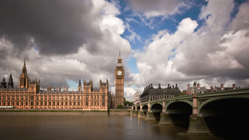 Big Ben, Houses of Parliament, and London Bridge time lapse