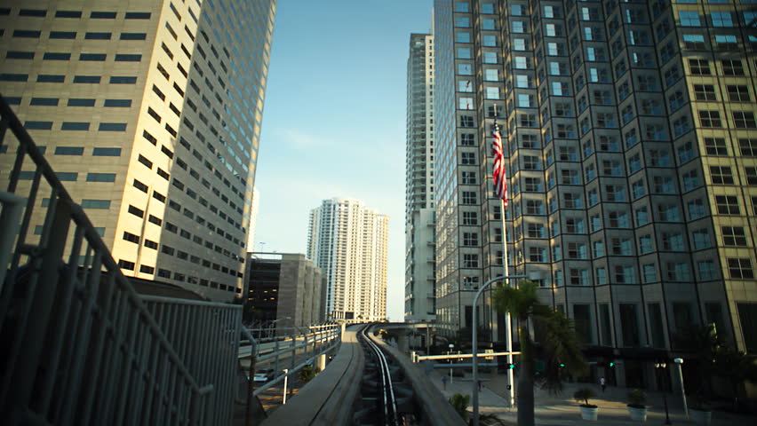 Metrorail train in downtown Miami