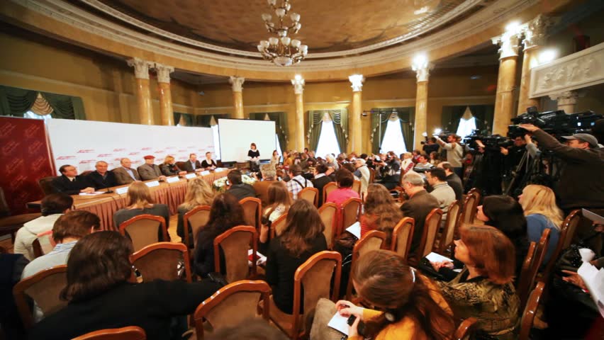 MOSCOW - DECEMBER 2: Presentation of film Master and Margarita with journalists in big round hall of press private residence Arguments and Facts on December 2, 2010 in Moscow, Russia. 