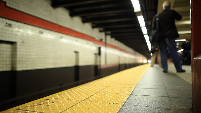 New York City subway train arriving
