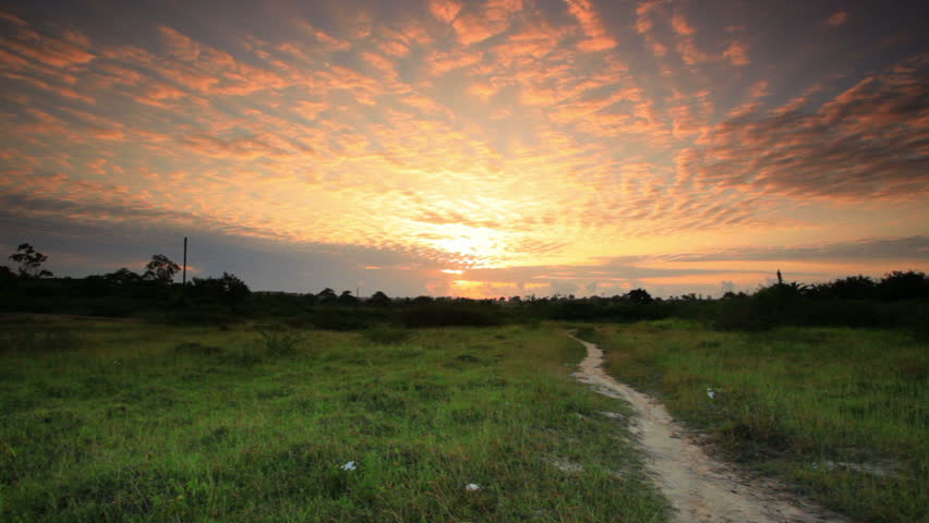 A sunrise near a village in Kenya two hours north of the African city Mombassa.