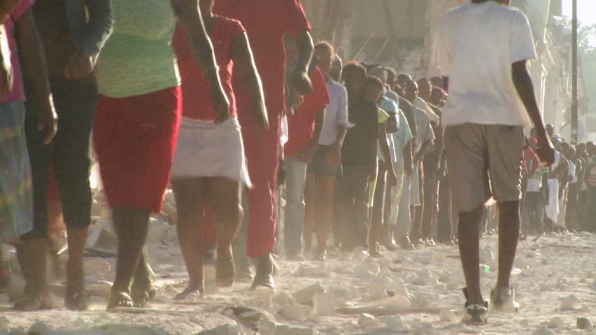 PORT-AU PRINCE, HAITI - CIRCA 2010: refugees waiting around circa 2010 in Haiti.