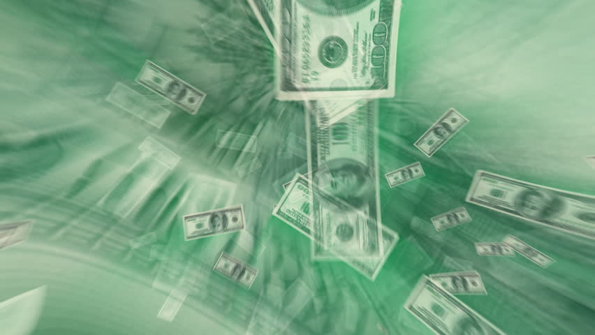 $100 Dollar Bills Flying